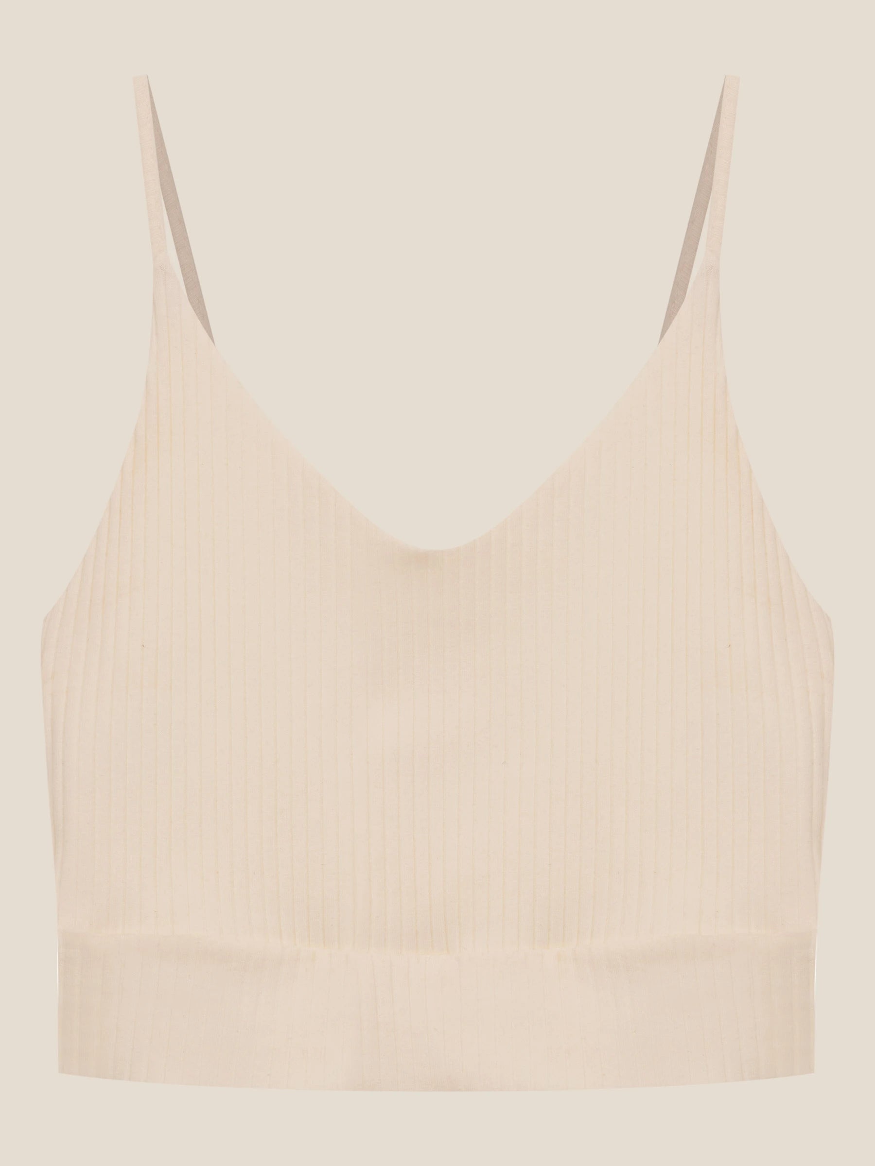 Blusa Cropped Alça Fina de Algodão Orgânico Branca Off White. Compre online moda sustentável e atemporal na Minimadeia. Roupas femininas estilosas, básicas e sustentáveis. Foto produto jul24 still 01