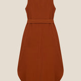 Vestido Midi em Linho & Viscose FSC™ Terracota. Compre online moda sustentável e atemporal na Minimadeia. Roupas femininas estilosas, básicas e sustentáveis. Foto produto still 03