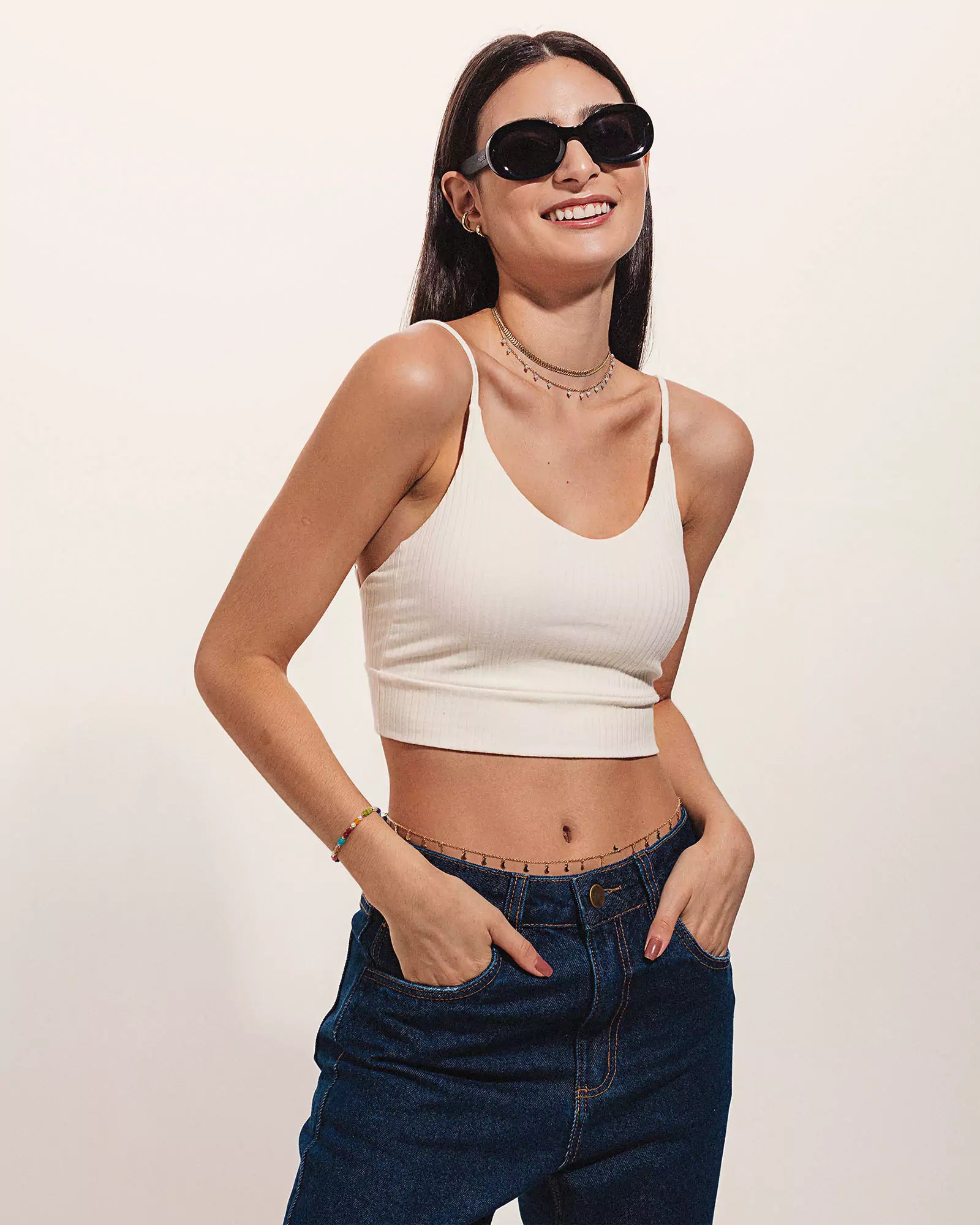 Blusa de 2024 alça fina branca