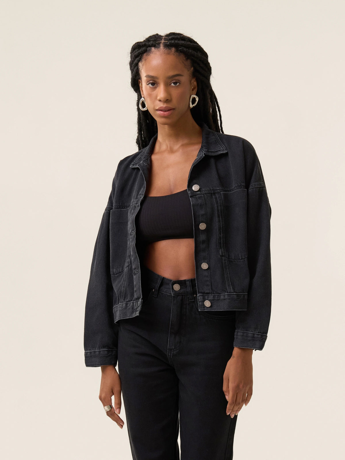 Jaqueta Jeans Oversized Andiroba Preta Eco Denim™ – MINIMADEIA