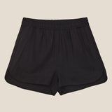 Shorts Alfaiataria Boxer de Linho e Viscose FSC™ Jambo Preto. Compre online moda sustentável e atemporal na Minimadeia. Roupas femininas estilosas, básicas e sustentáveis. Foto produto still 01