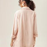 Blazer Alfaiataria Sândalo de Linho e Viscose FSC™ Rosa Claro. Compre online moda sustentável e atemporal na Minimadeia, marca slow fashion de roupas femininas. Foto produto MAR26 04