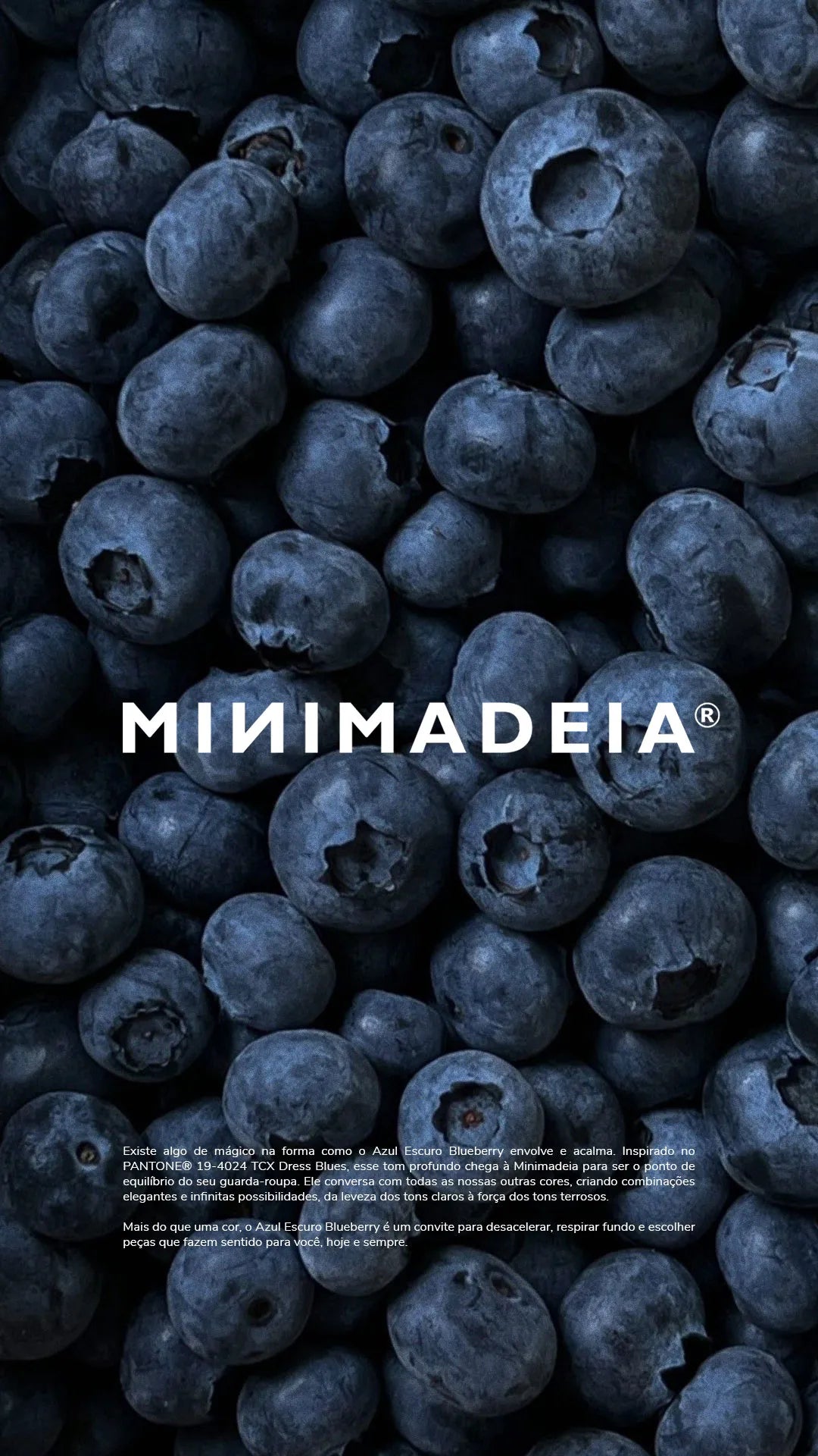 Novo Azul Escuro Bluberry da Minimadeia, roupas sustentáveis e atemporais para usar em todas as ocasiões.