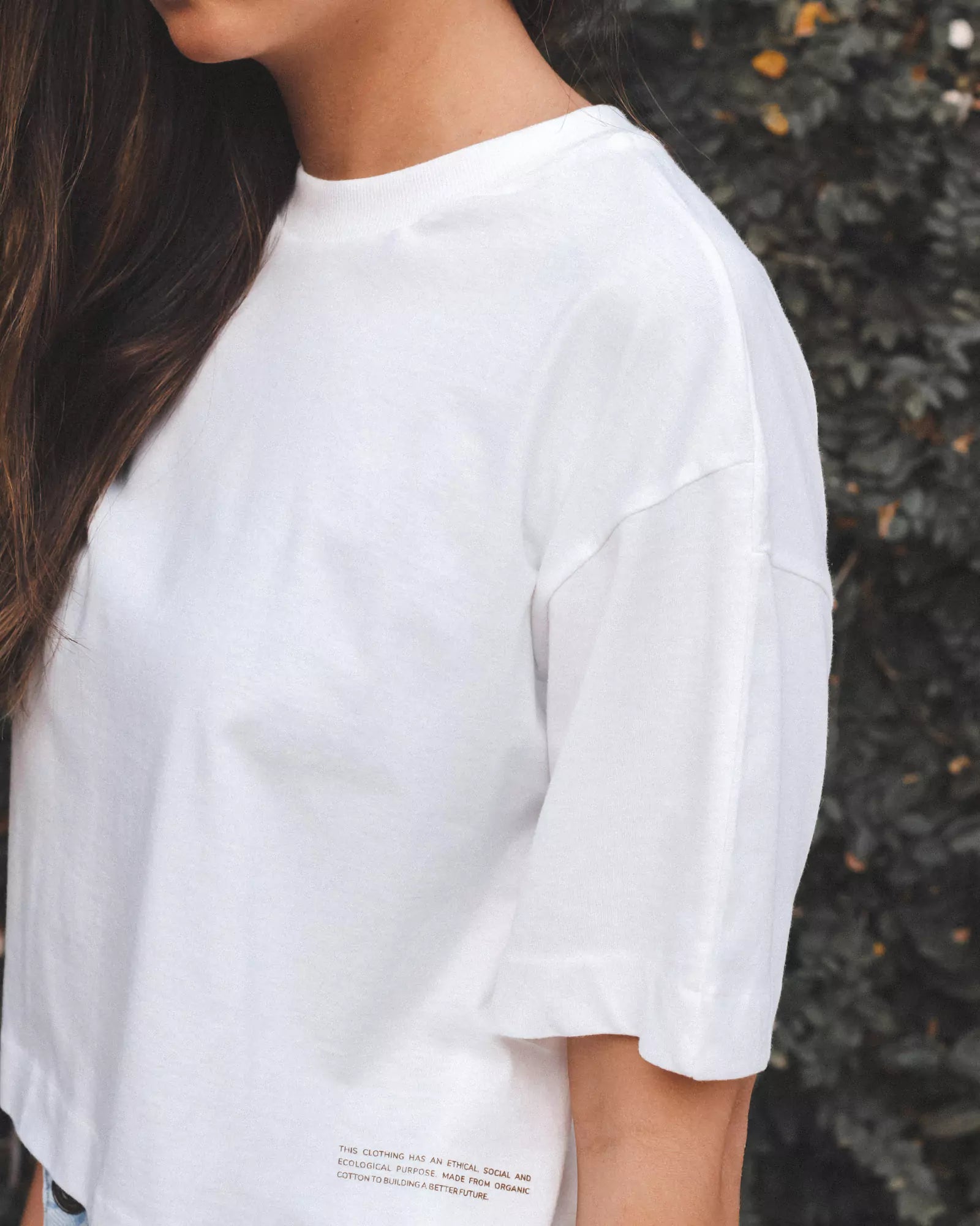T-shirt Cropped Oversized de Algodão Orgânico Off White